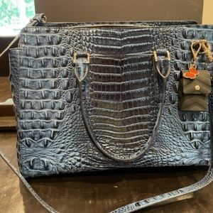 Blue Melbourne Collection Finley Leather Crocodile-Embossed Carryall Satchel